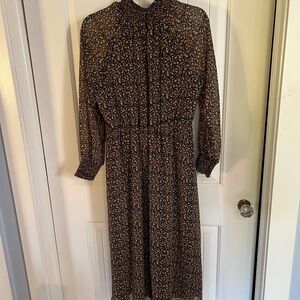 Madewell Black Floral Long Sleeve Dress